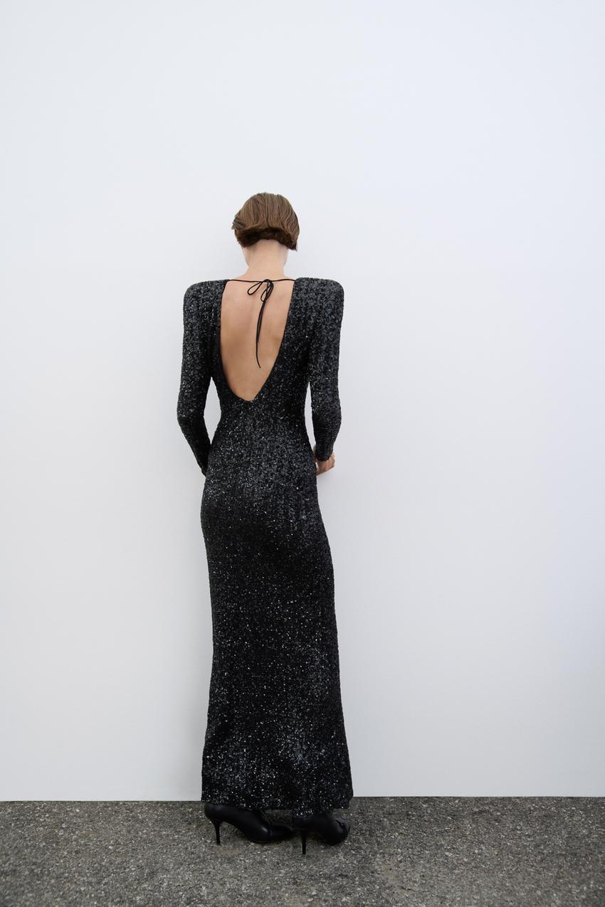 Sternchen Pailletten Maxikleid