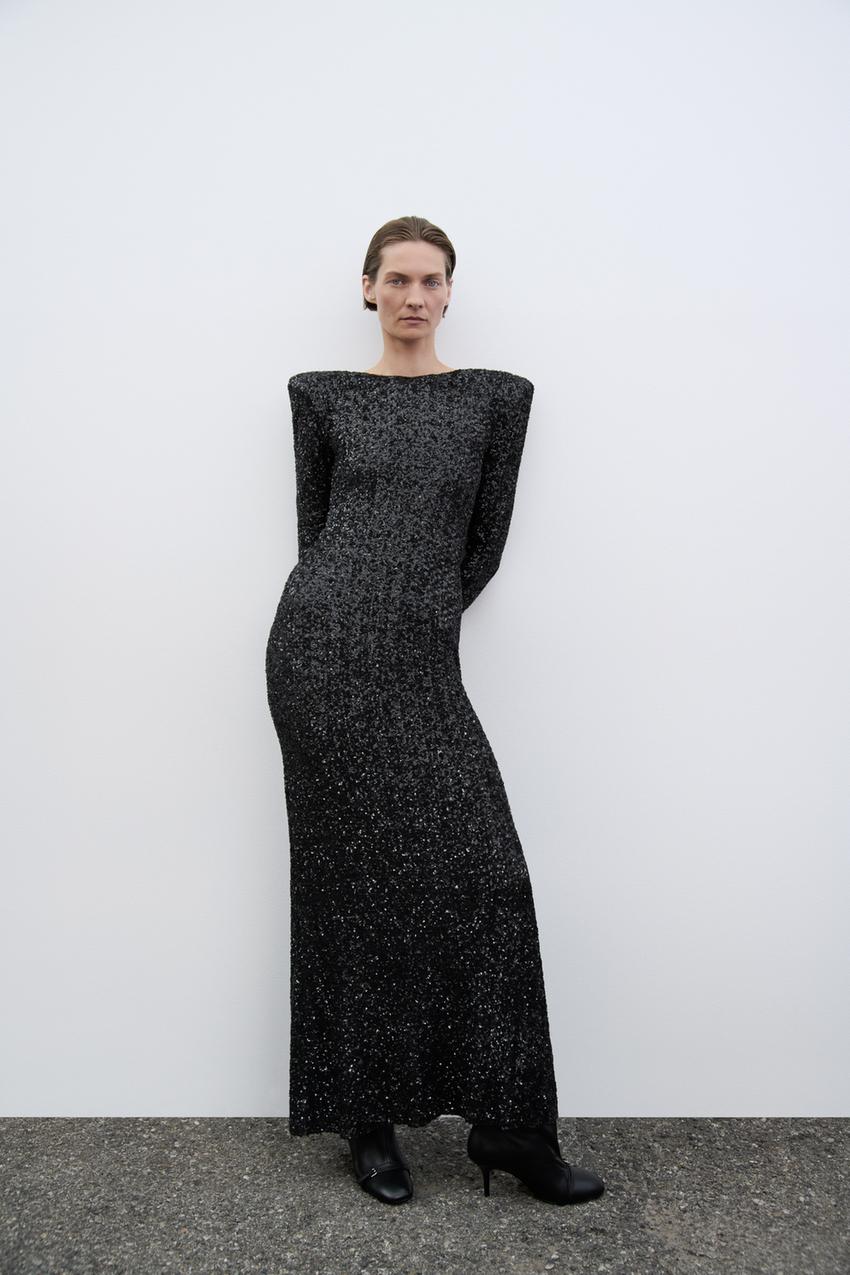 Sternchen Pailletten Maxikleid