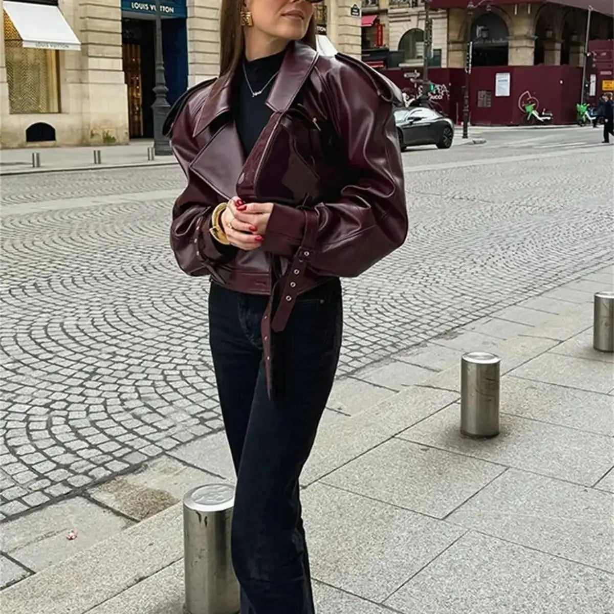 Mila - Luxuriöse rote Herbstjacke aus Leder