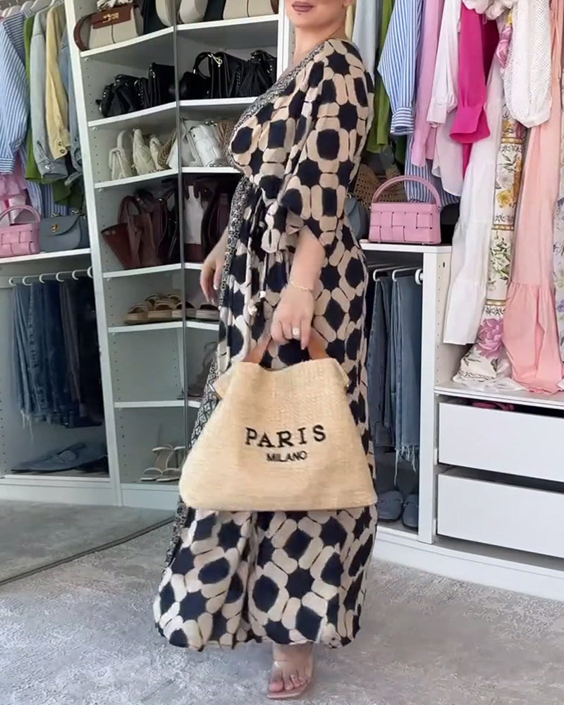 Cora- Lässiges modisches Kleid mit V-Ausschnitt und Print