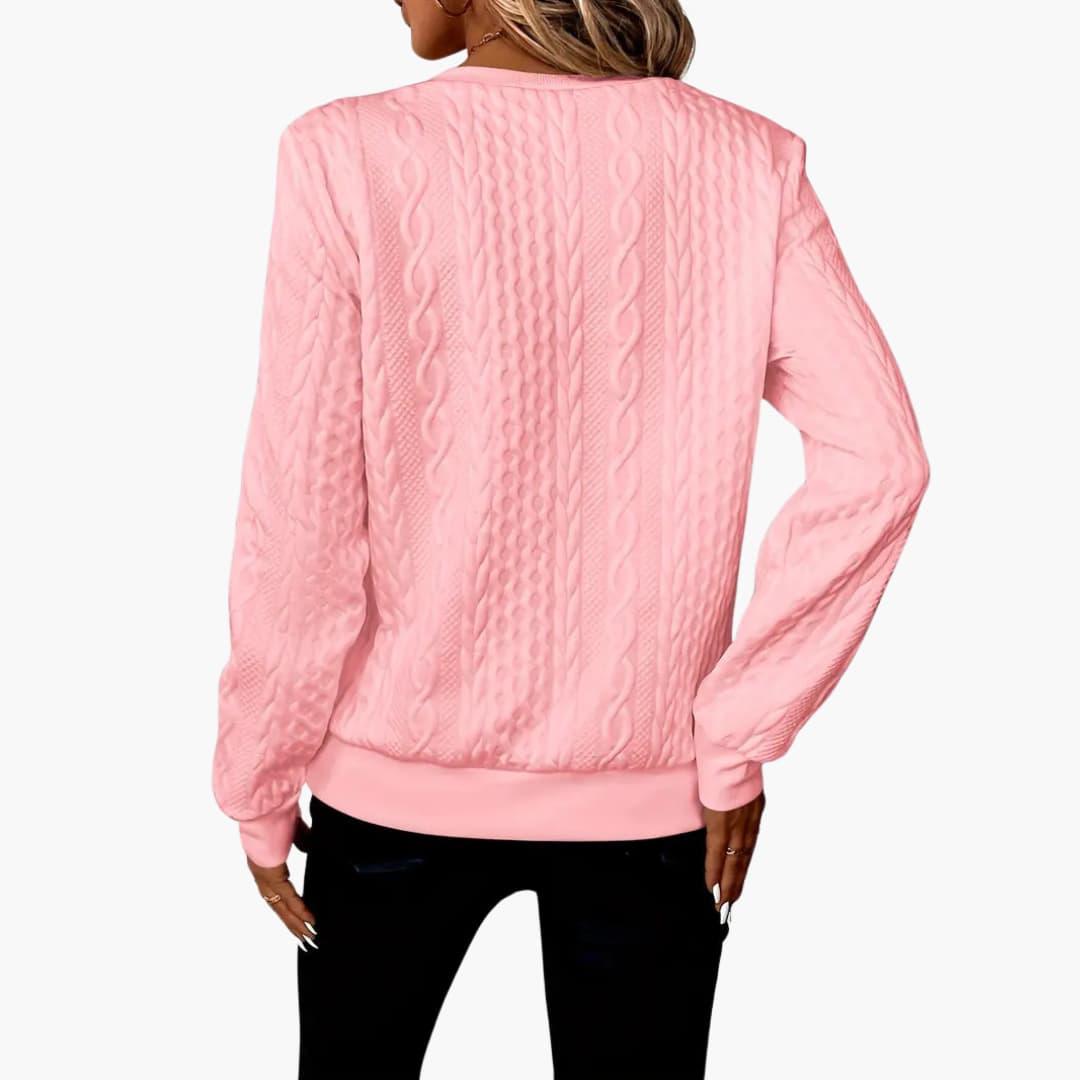 Adela – Damen Pullover mit Reißverschluss & Zopfmuster