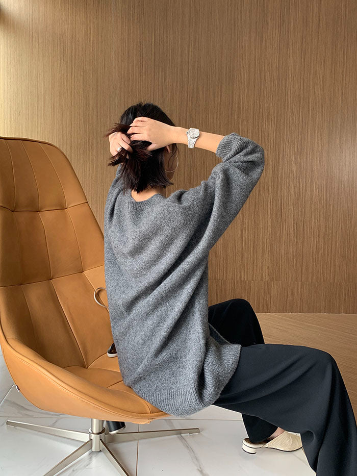 Sweat - Strickpullover mit V-Ausschnitt