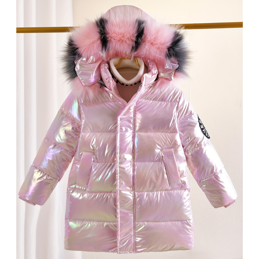 Flora - Mädchen Jacke Metallic Lila & Mit Kapuze