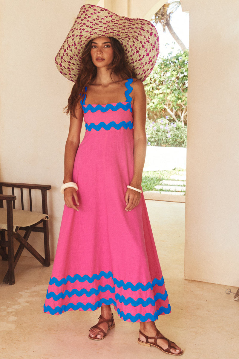 Floriane – Wellenmuster Kleid mit Trägern für Damen