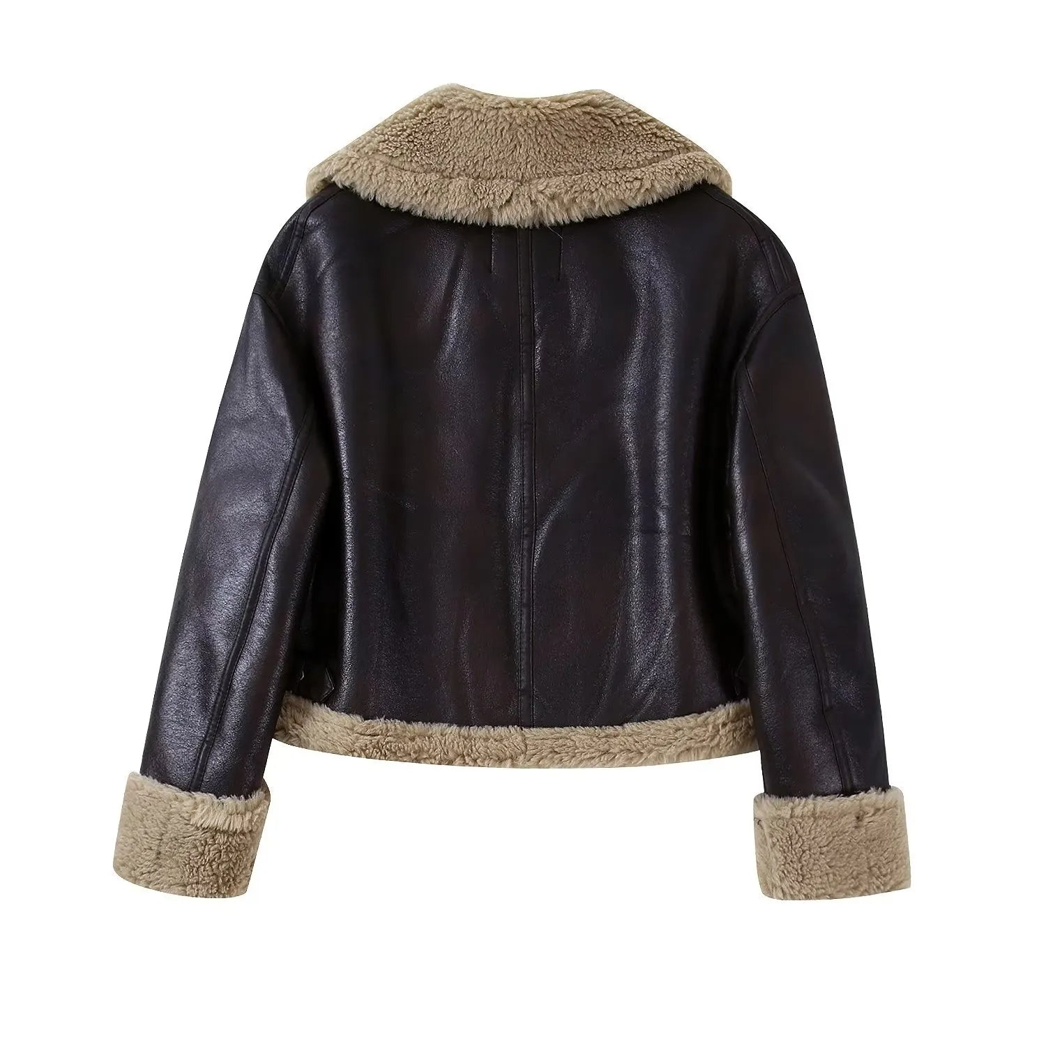Wanda - Revers-Lederjacke aus Wolle