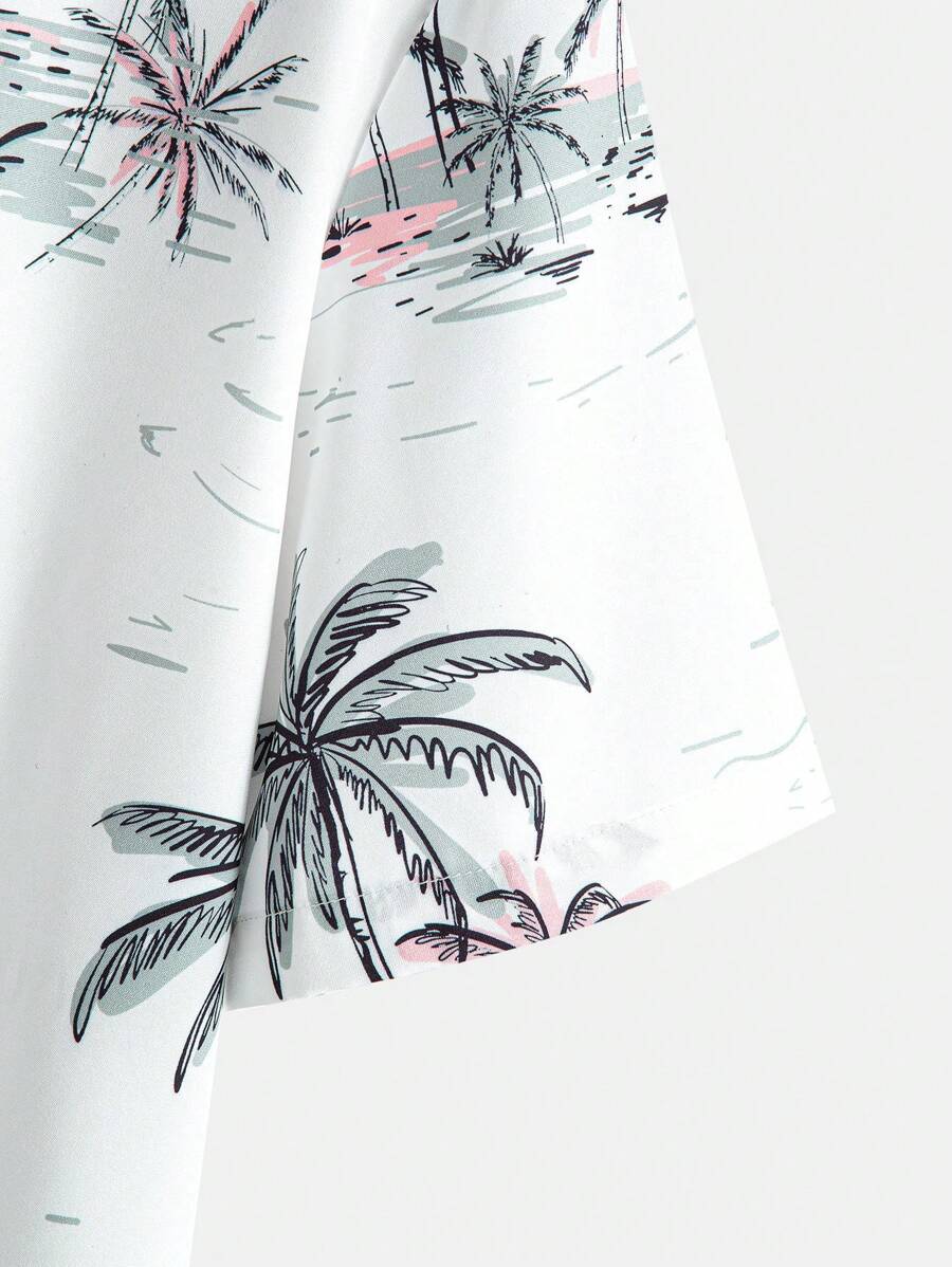 Gregor – Hawaiihemd Herren Pflanzen Print Lässig Sommerurlaub