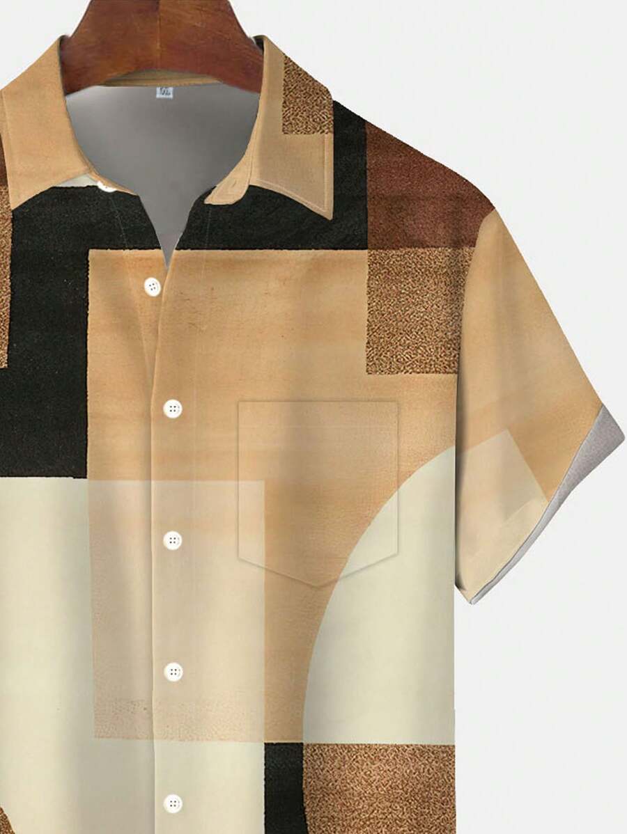 Gunnar – 3D Print Hemd Herren Geometrisch Kurzarm
