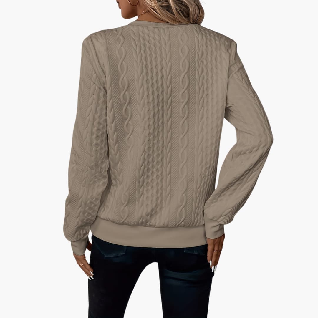 Adela – Damen Pullover mit Reißverschluss & Zopfmuster
