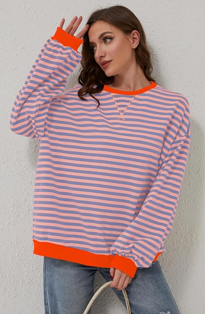 Pernilla - Gestreiftes Damen Sweatshirt mit Akzenten