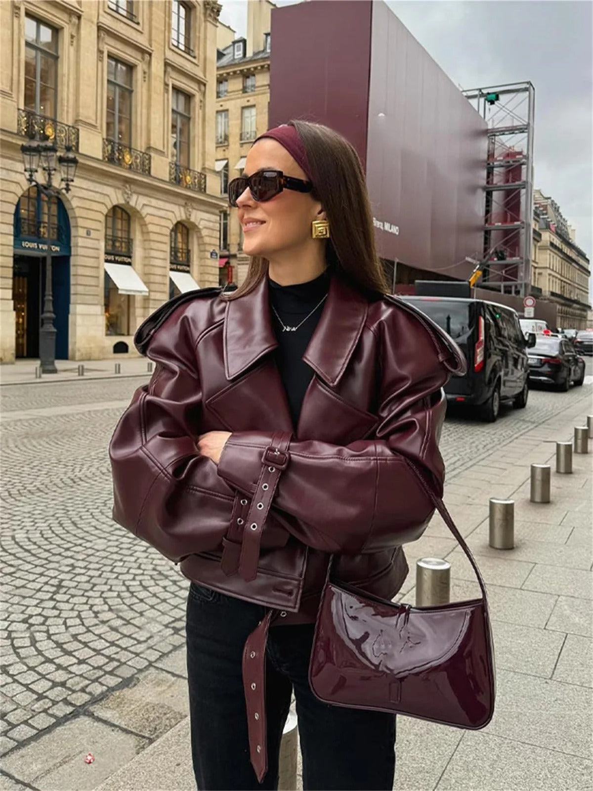 Mila - Luxuriöse rote Herbstjacke aus Leder