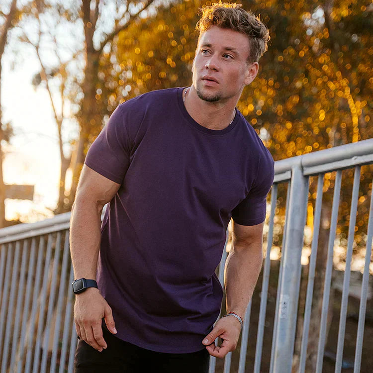 Gabriel – Basic T-Shirt Herren Sommer Drop Cut Rundhals