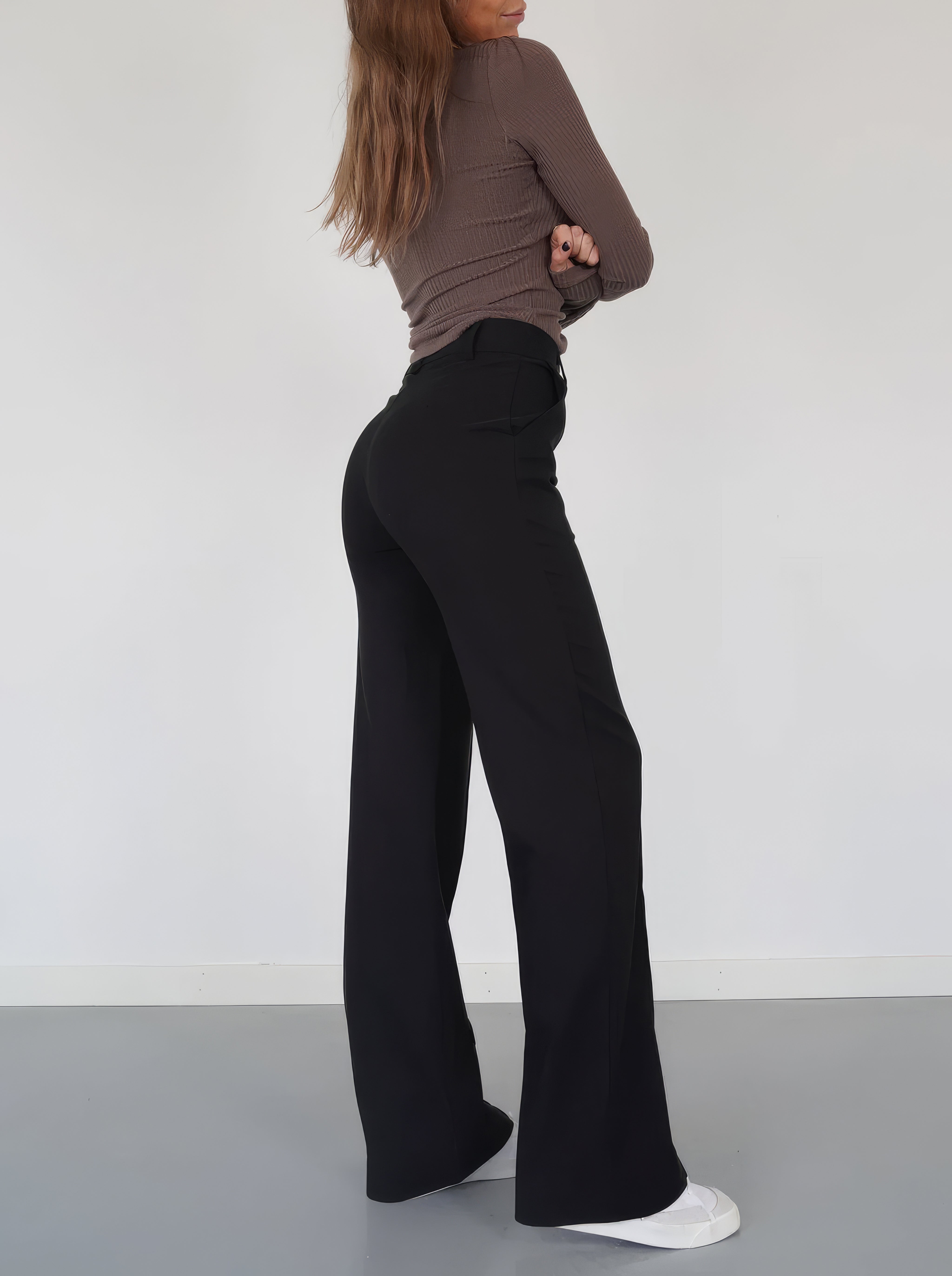 Miriam - Damen High Waist Hose Gerade Elegant Business