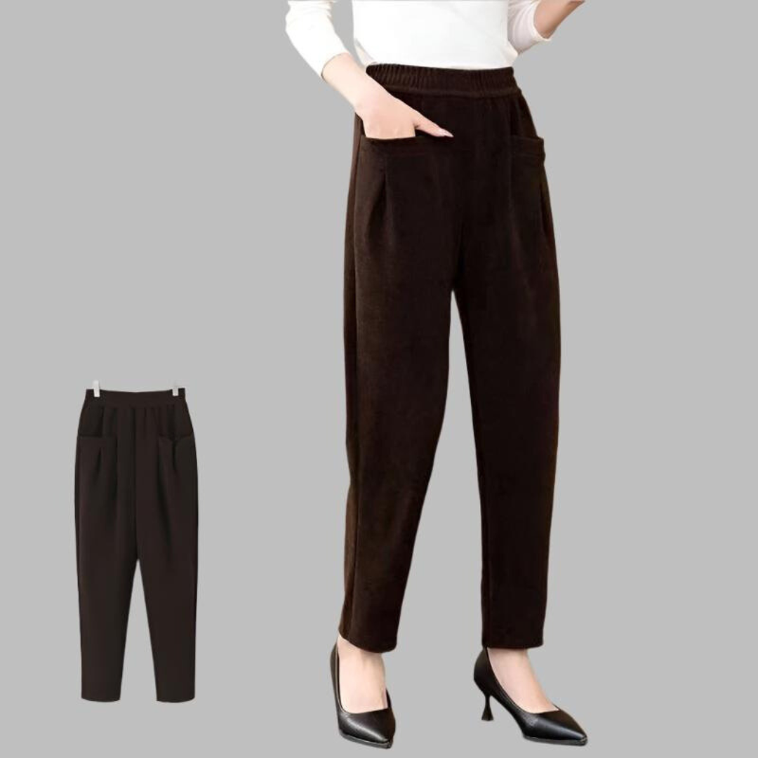 Tamara - Stylische, hochtaillierte, elastische Kordhose für Damen