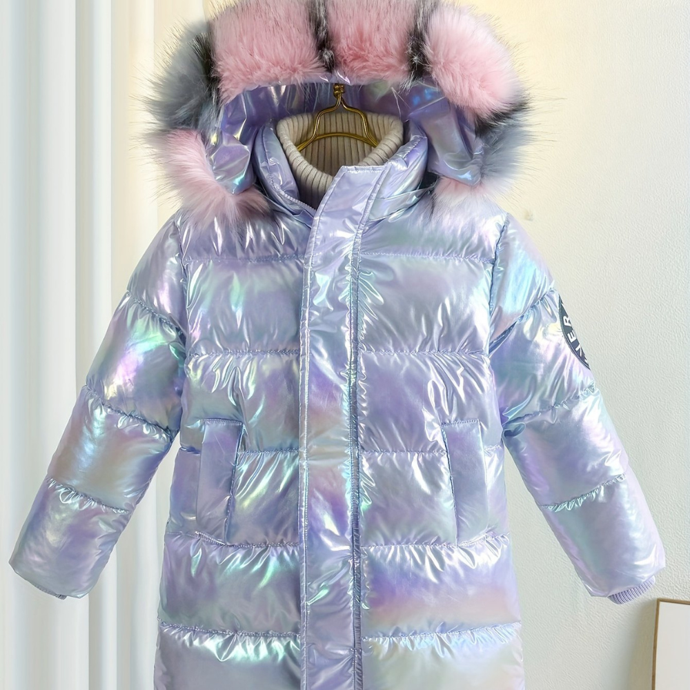 Flora - Mädchen Jacke Metallic Lila & Mit Kapuze
