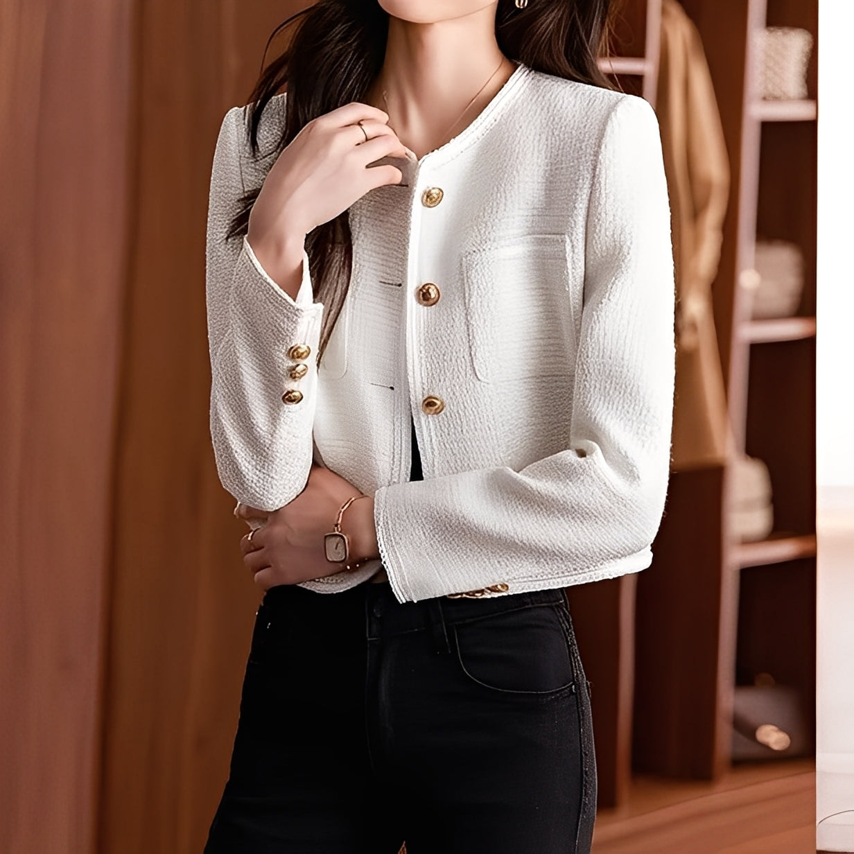 Jeannine - Trendige kurze Damen-Tweedjacke