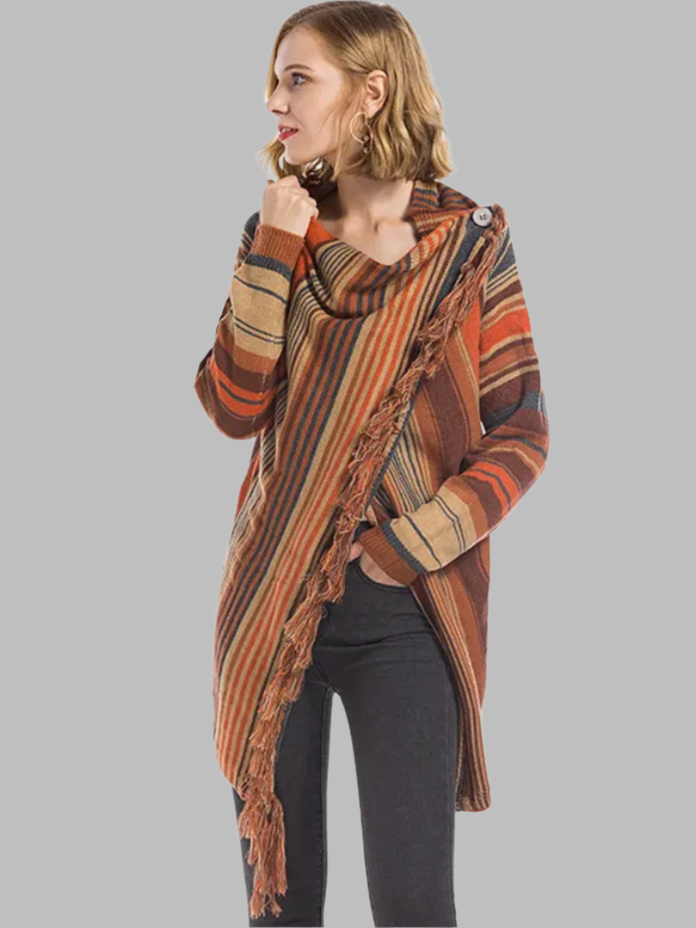 Samira – Cardigan-Wickeljacke mit Streifen und Quasten