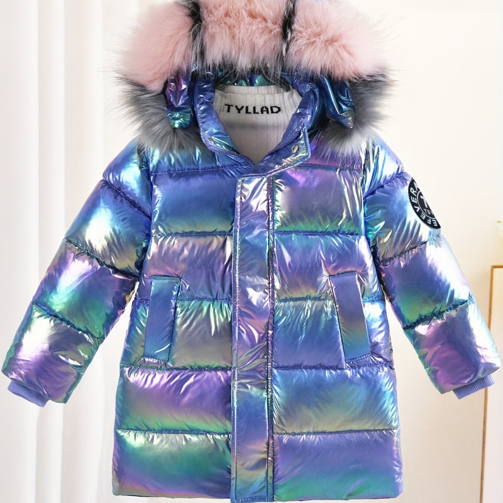 Flora - Mädchen Jacke Metallic Lila & Mit Kapuze
