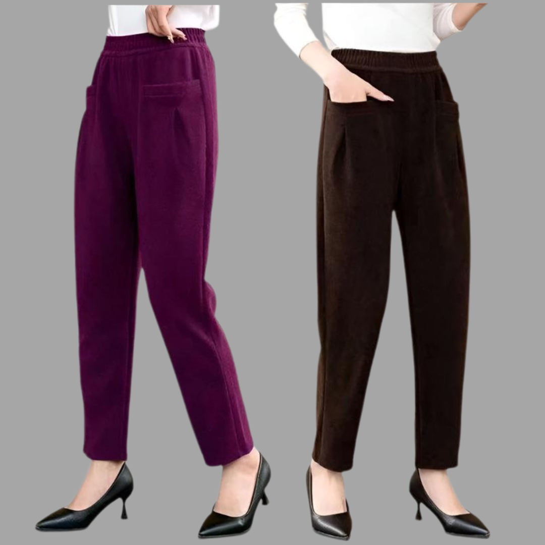 Tamara - Stylische, hochtaillierte, elastische Kordhose für Damen