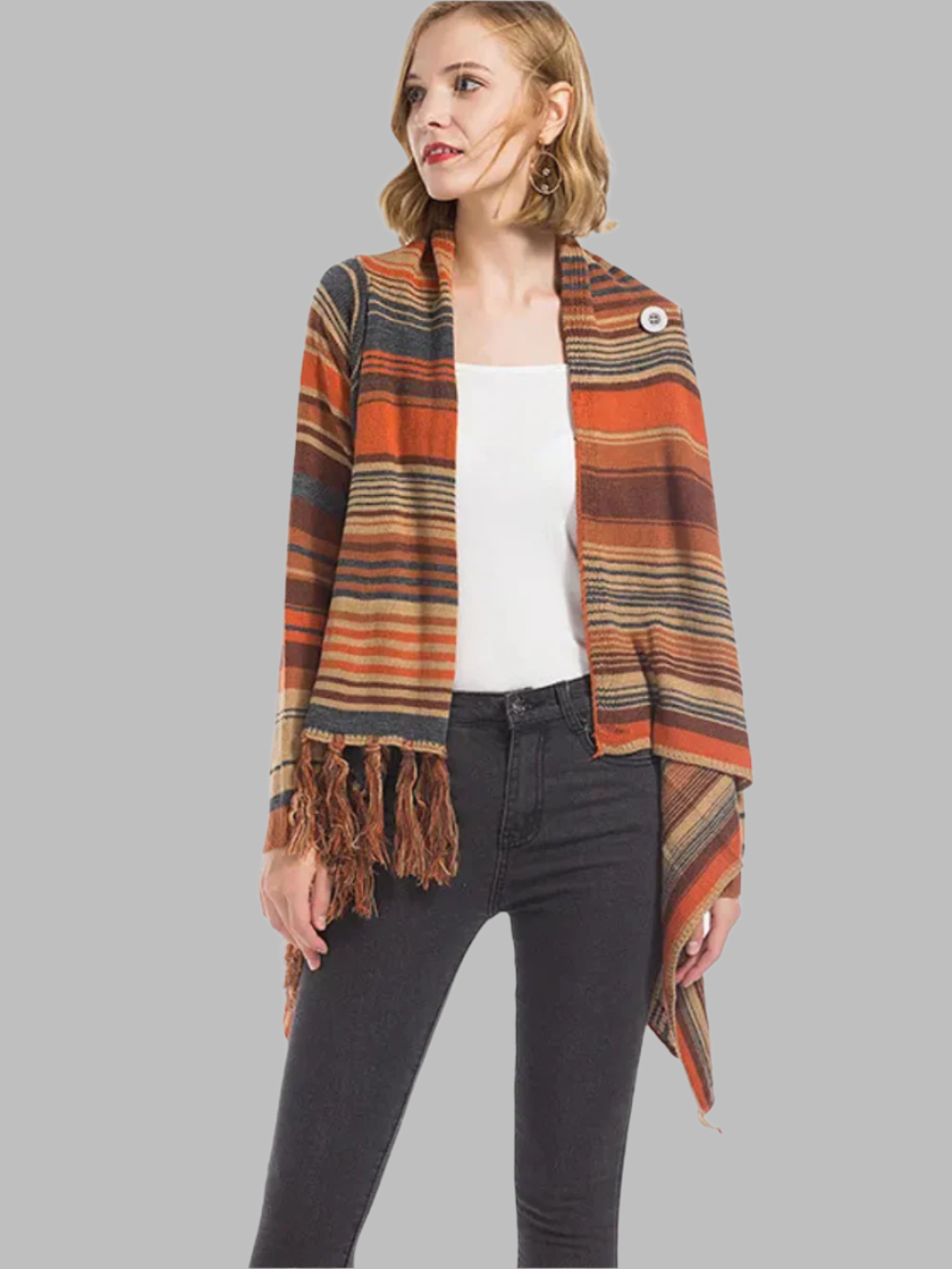 Samira – Cardigan-Wickeljacke mit Streifen und Quasten