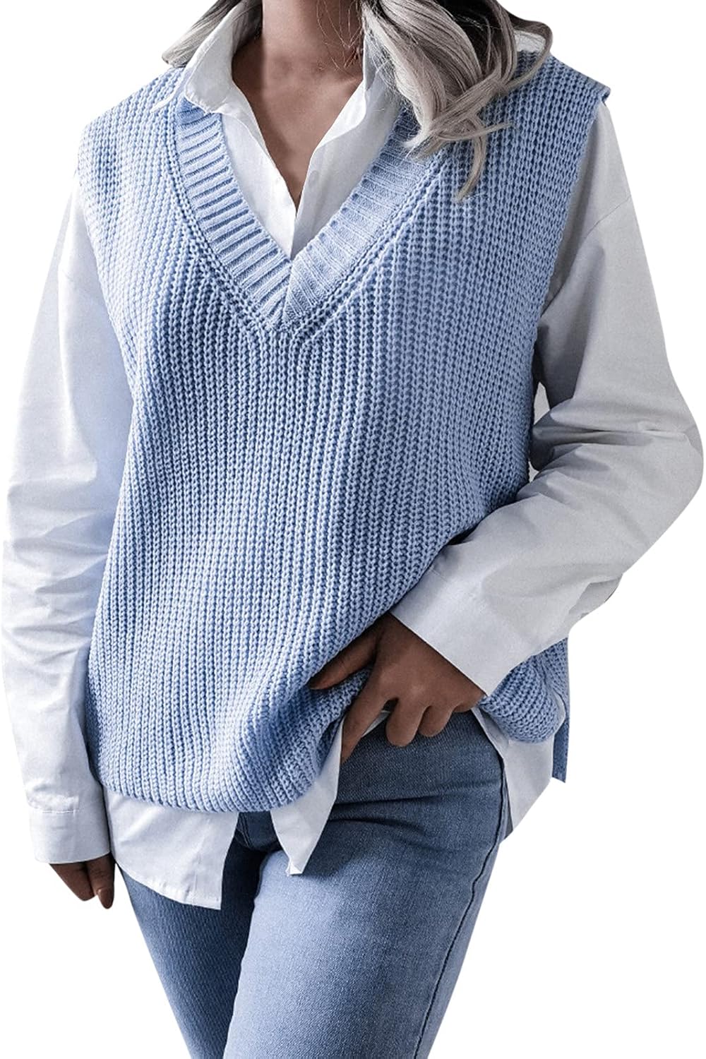 Melanie - Eleganter Damenpullover V Ausschnitt Strick