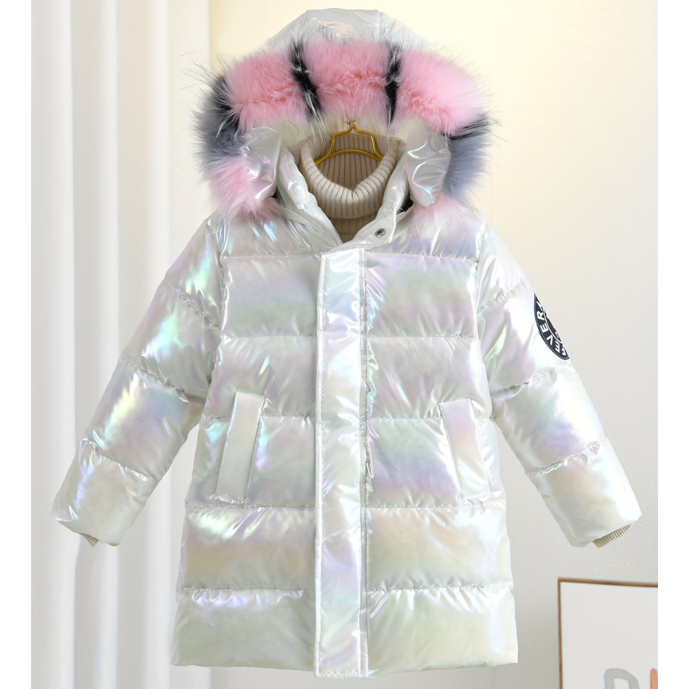 Flora - Mädchen Jacke Metallic Lila & Mit Kapuze