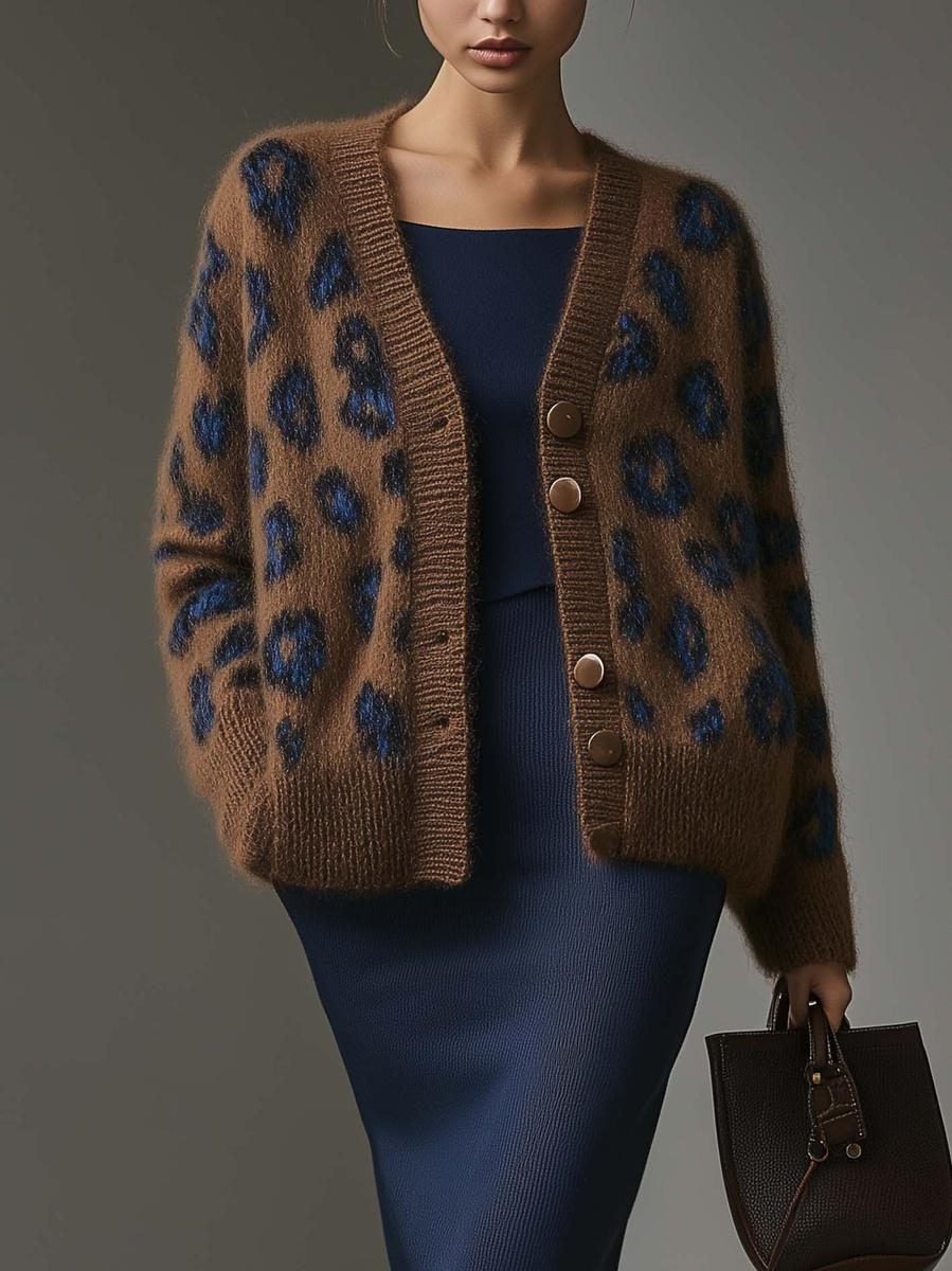 Fanny - Brauner Leopard Cardigan für Damen