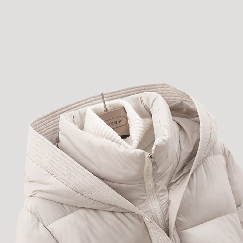 Helene – Gefütterte Jacke mit Bindegürtel und Kapuze für Damen