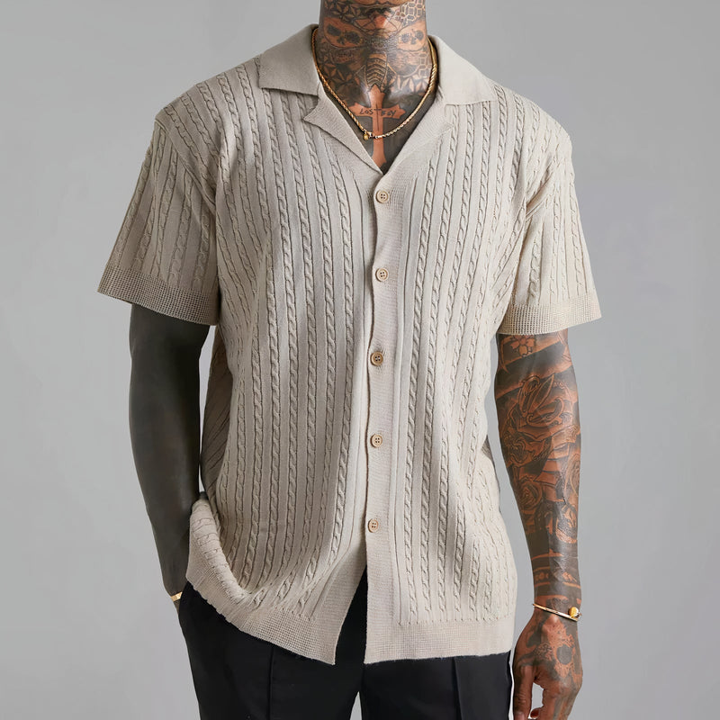Achim - Lässig gestricktes Herrenhemd Sommer Khaki