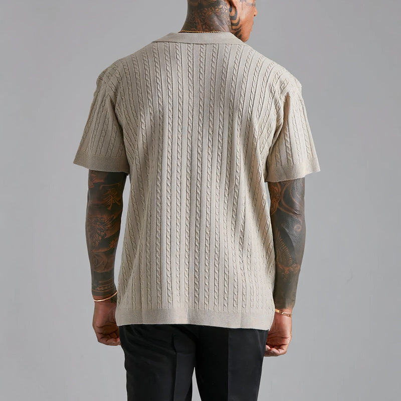 Achim - Lässig gestricktes Herrenhemd Sommer Khaki 2