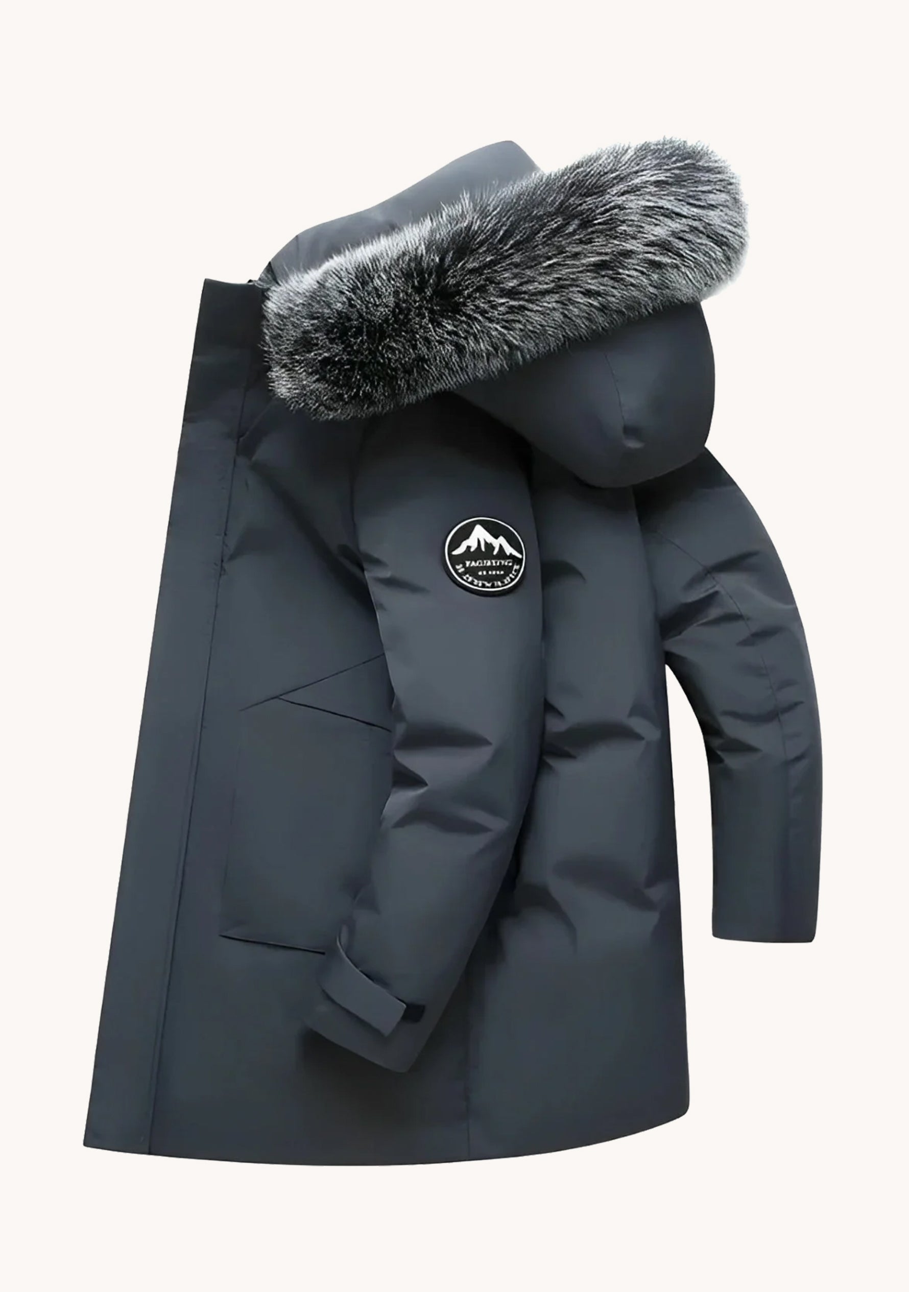 Aik - Kuschelige Damen Winterjacke mit Fellkapuze grau