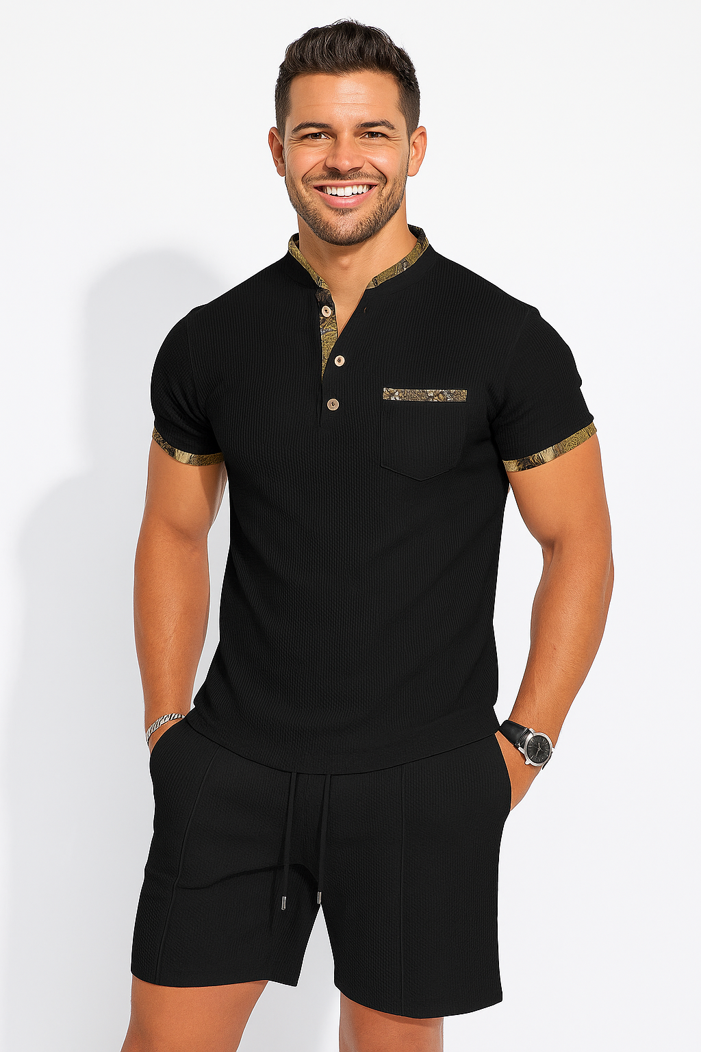 Albert - Casual Shorts Set mit Stehkragen 1