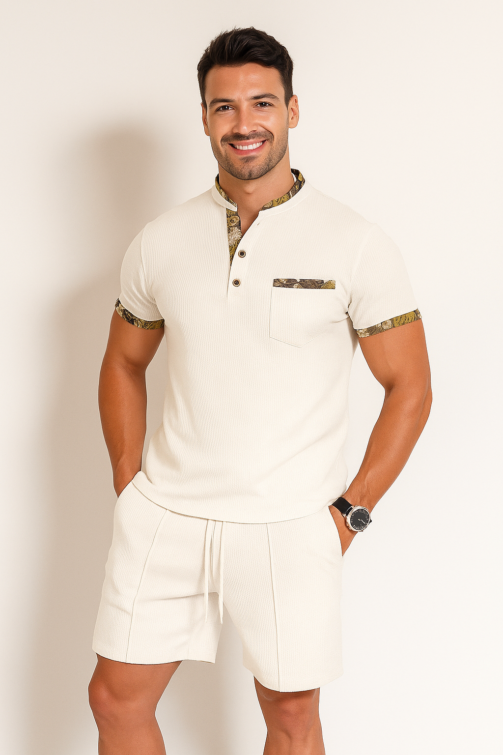 Albert - Casual Shorts Set mit Stehkragen 3