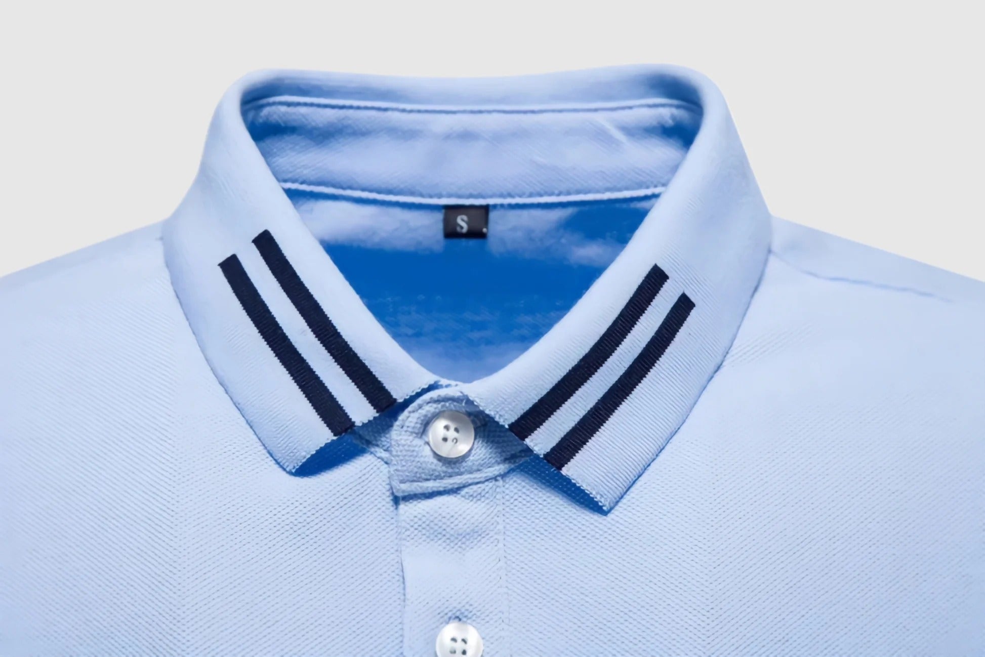 Alpha - Polo aus reiner Baumwolle Pastellblau 3