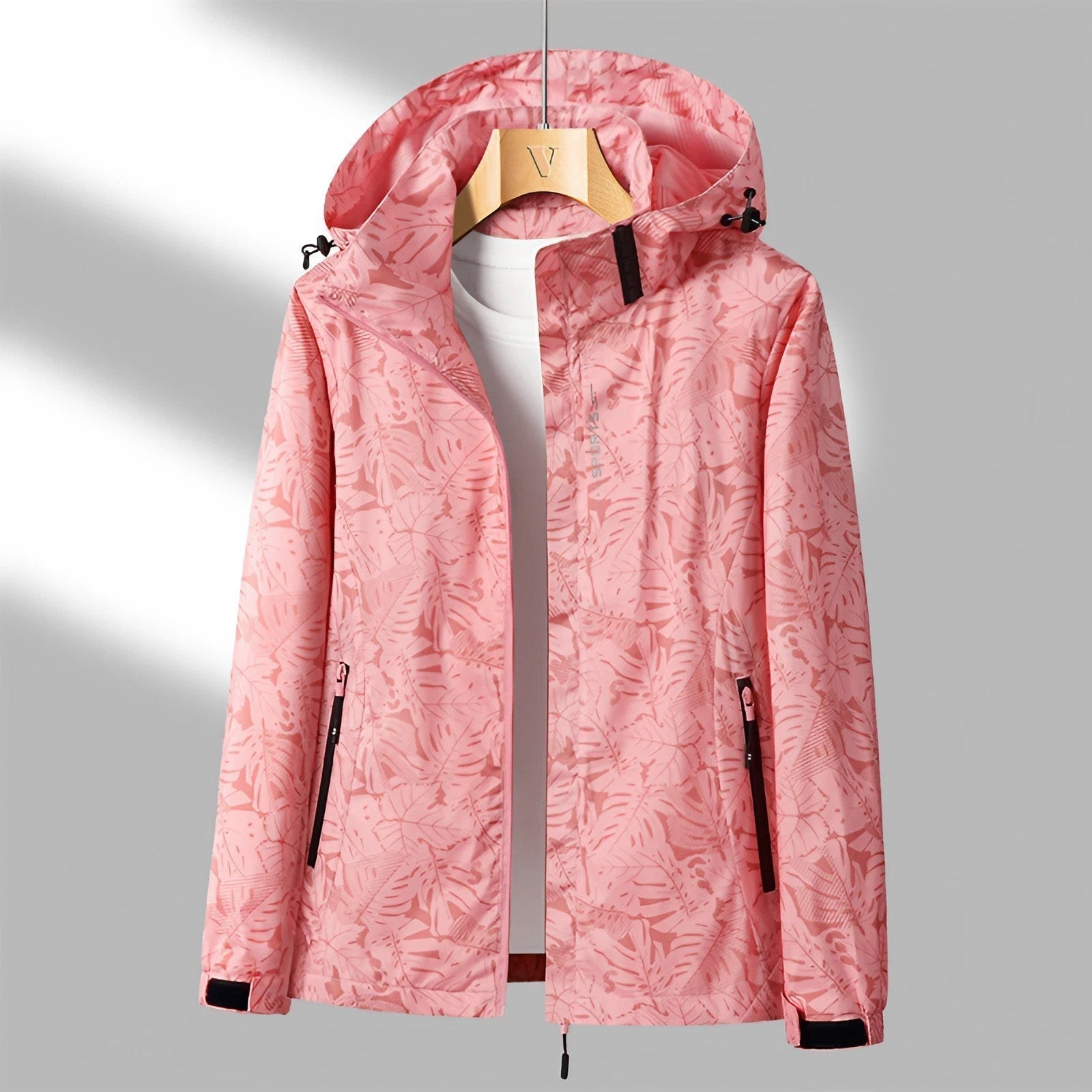 Andrea - Damen Regenjacke Bedruckt Kapuze Outdoor Modern Rosa