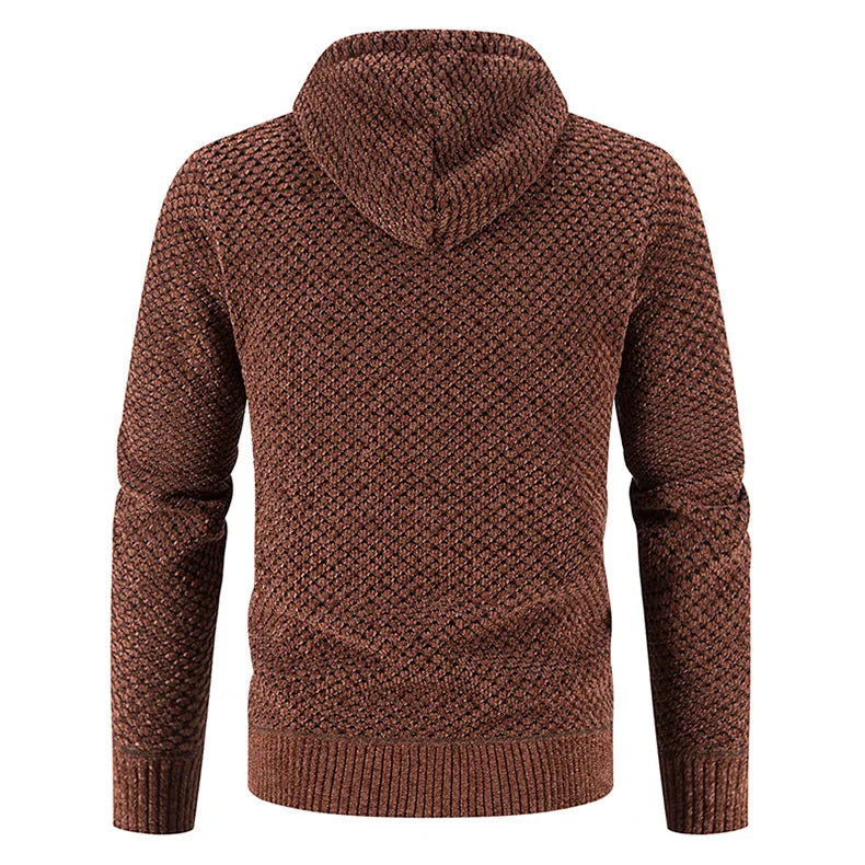 Andreas - Strickjacke für Herren mit Fleecefutter Winter Kapuze Braun 1