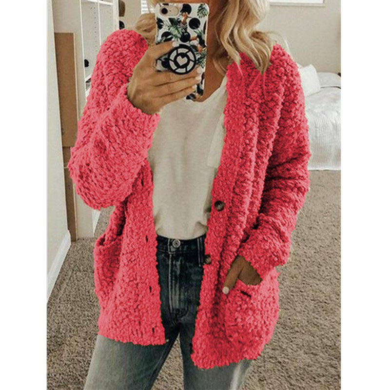 Anke - Teddy Kapuzenjacke Damen Winter Fleece ReiĂźverschluss Rosa