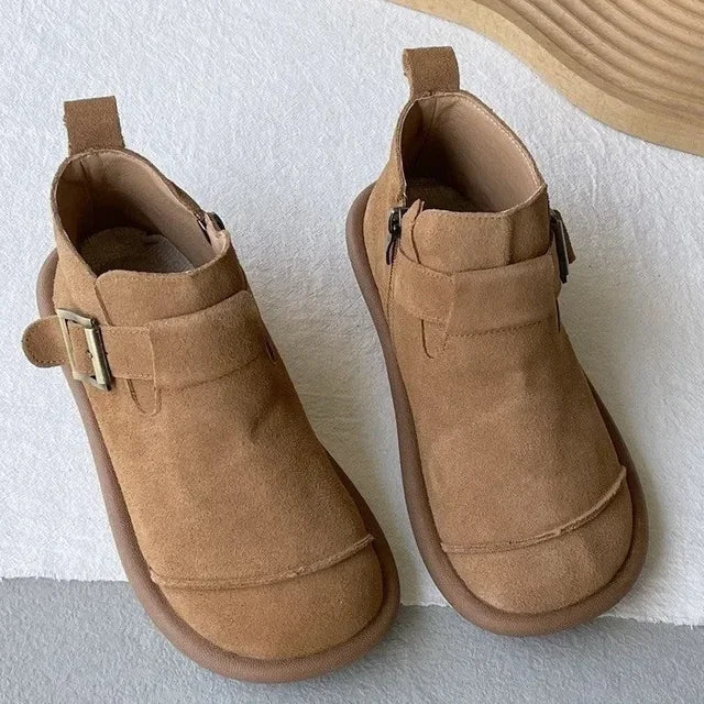 Annie - Retro Rindsleder Freizeit-Kurzstiefel