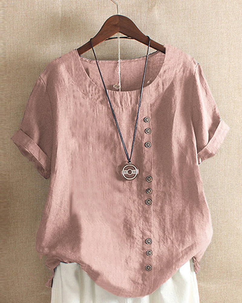 Annika - Damen Kurzarm-Bluse rosa