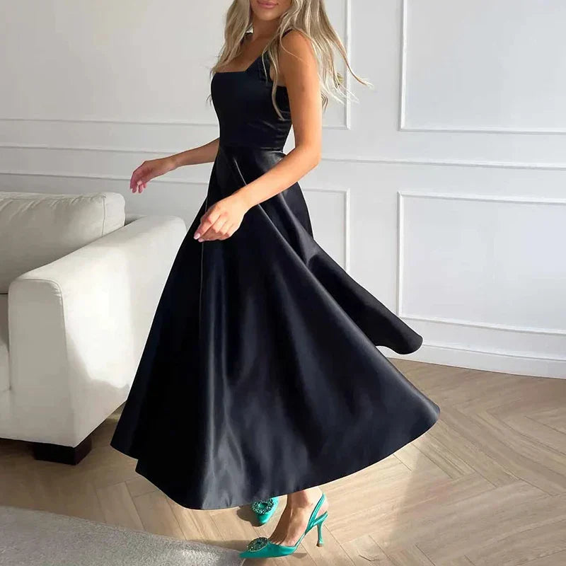 Arlette- ärmelloses Maxikleid mit hoher Taille für Frauen Schwarz 1