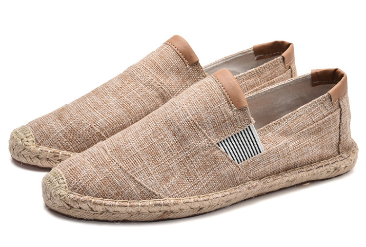 Arno - Stilvolle Handgemachte Leinwandstrohschuhe Sommer Chic Khaki