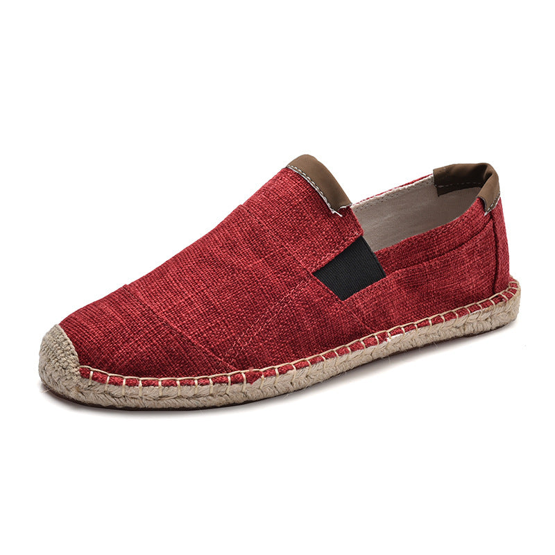 Arno - Stilvolle Handgemachte Leinwandstrohschuhe Sommer Chic Rot