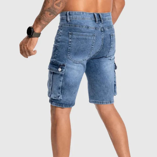 Baldian - Herren Cargo-Kurze Hosen aus Denim Sommerkleidung Denim blau 2