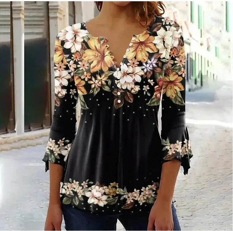 Barbra- Lässige Bluse mit Blumenmuster Stil 3