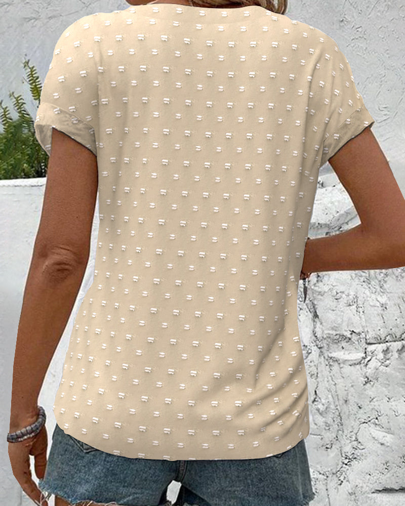 Basia– Knopfleiste Hemd mit V-Ausschnitt Khaki 1