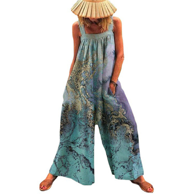 Benedetta- Damen weit geschnittenes Sommer Jumpsuit mit Farbverlauf Blau