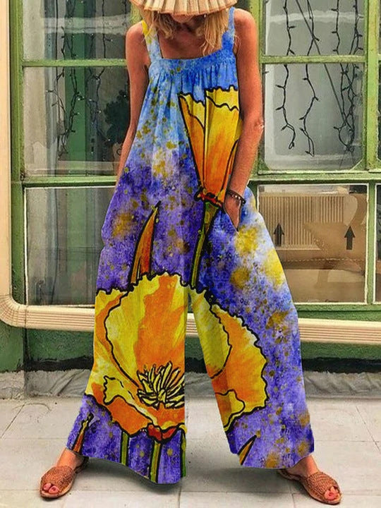 Benedetta- Damen weit geschnittenes Sommer Jumpsuit mit Farbverlauf Gelb 1-0-cib