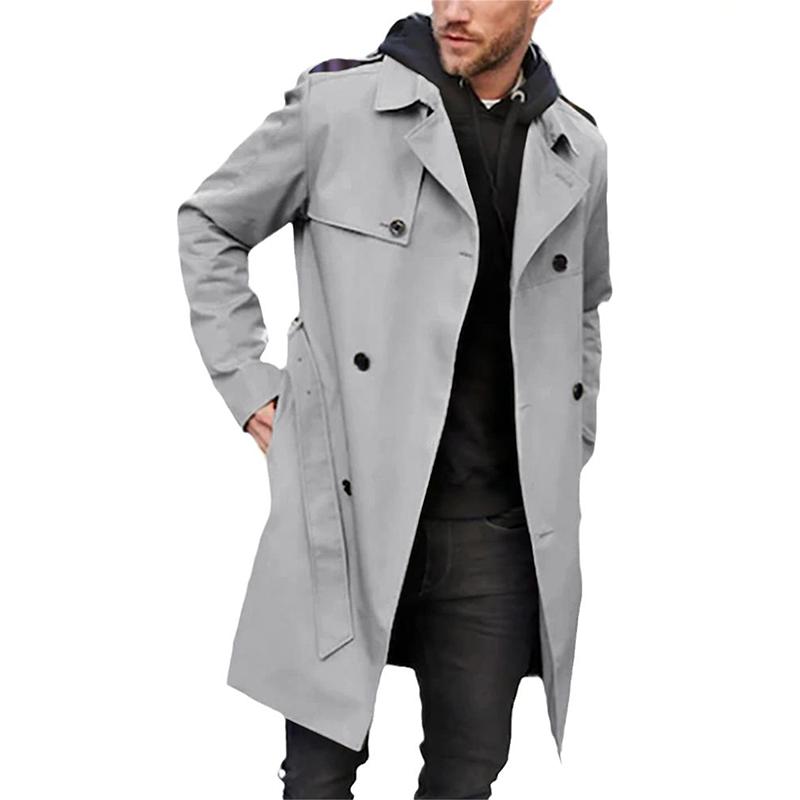 Benedikt - Zweireihiger Trenchcoat für Herren Grau