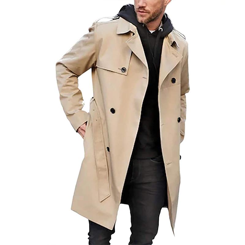 Benedikt - Zweireihiger Trenchcoat für Herren Khaki