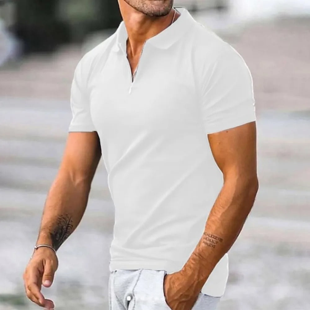 Bent- Herren-Polo T-Shirt Weiß
