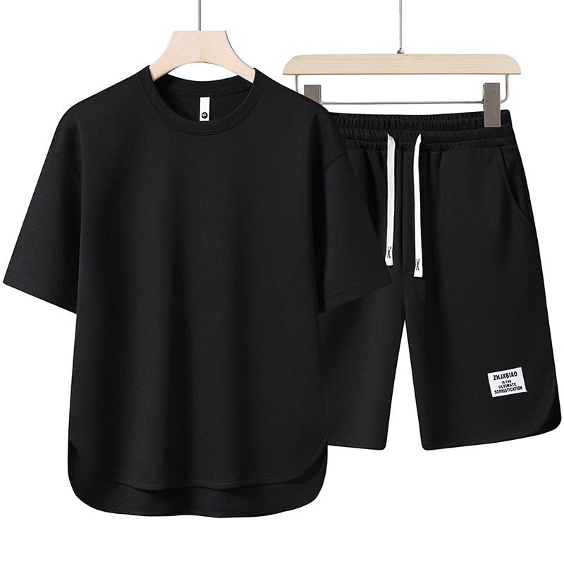 Berwin - Lässiges Herren T-Shirt und Kurze Hosen Set Sommer Schwarz